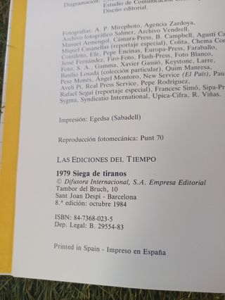 ANUARIO DE LOS HECHOS 1979. SIEGA DE TIRANOS.
