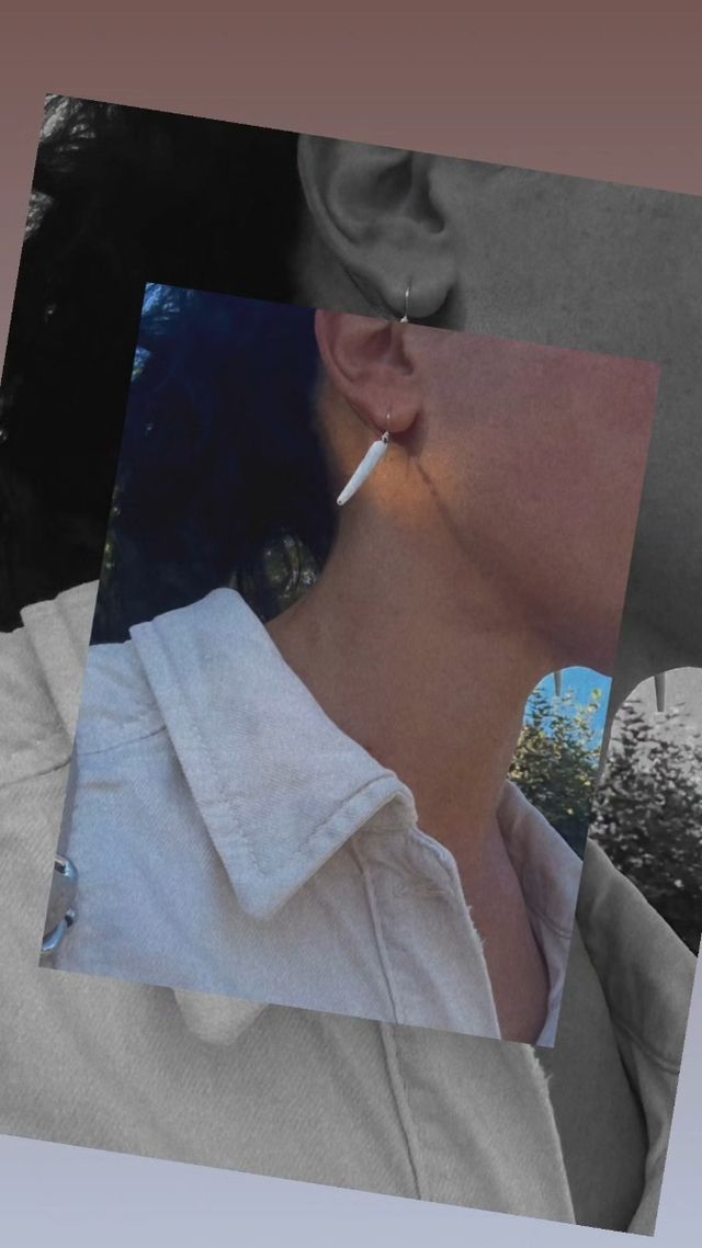 Pendientes Colmillo Mar Plata y Blanco