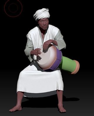 Pastor tocando el djembé para Belén en 3D