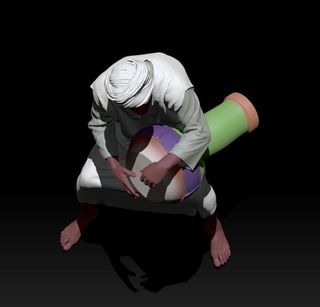 Pastor tocando el djembé para Belén en 3D