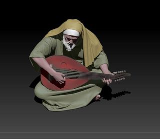 Pastor tocando la mandolina para Belén 3D