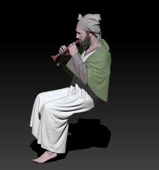 Pastor tocando la zurna para Belén en 3D