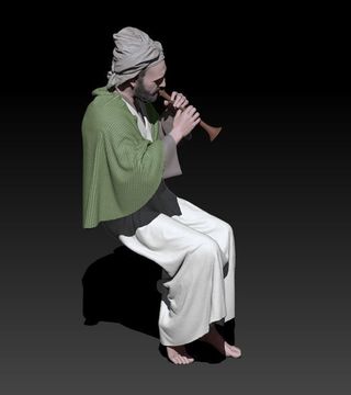 Pastor tocando la zurna para Belén en 3D