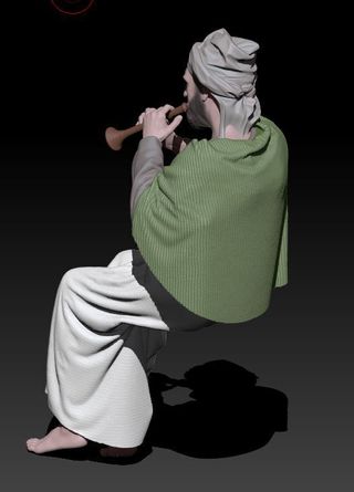 Pastor tocando la zurna para Belén en 3D