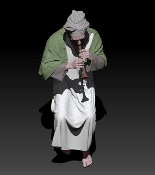 Pastor tocando la zurna para Belén en 3D