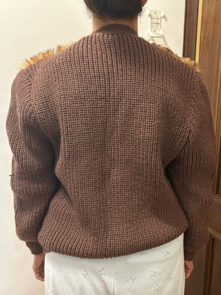 Cazadora pelo y lana marrón