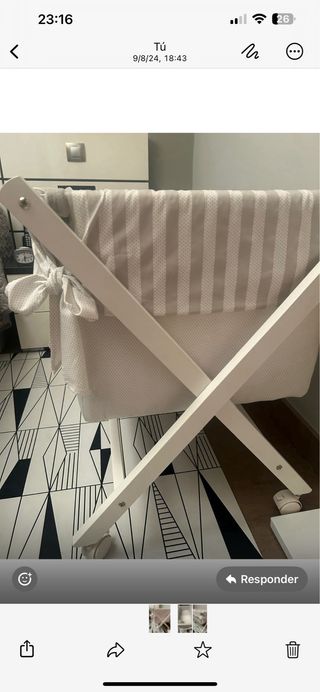 Minicuna con colchón anti ahogamiento