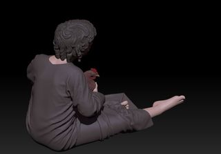 Niño con gallina para Belén en 3D