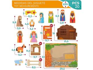 Portal de Belén de Madera Infantil, 20 Piezas WOOM