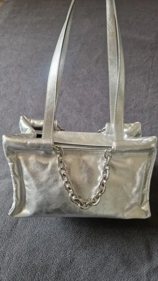 Bolso Tous Manifesto Piel Plateado