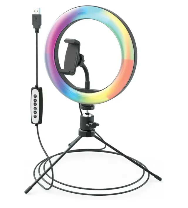 Aro de luz LED RGB con trípode