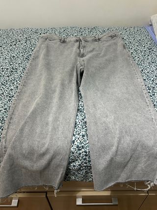 Pantalones culotte tiro alto grises