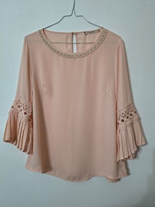 Blusa rosa perla con manica 3/4