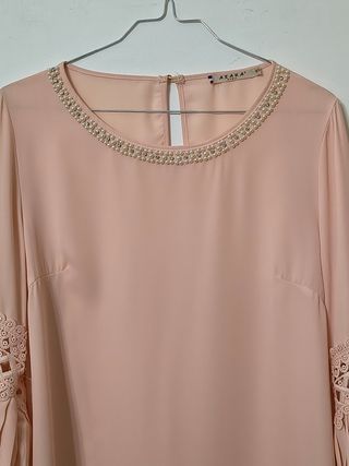 Blusa rosa perla con manica 3/4