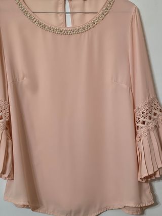Blusa rosa perla con manica 3/4
