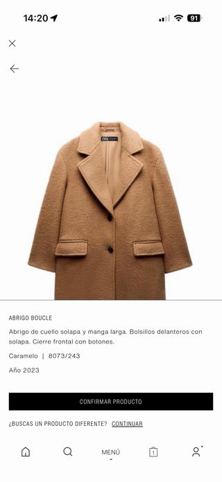 Abrigo Zara Bouclé Marrón
