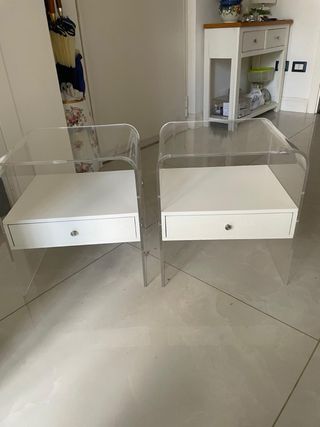 Coppia comodini plexiglass con cassetto