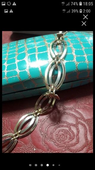 Pulsera Oro 18k Combinada Ancha Maciza. De Diseño 