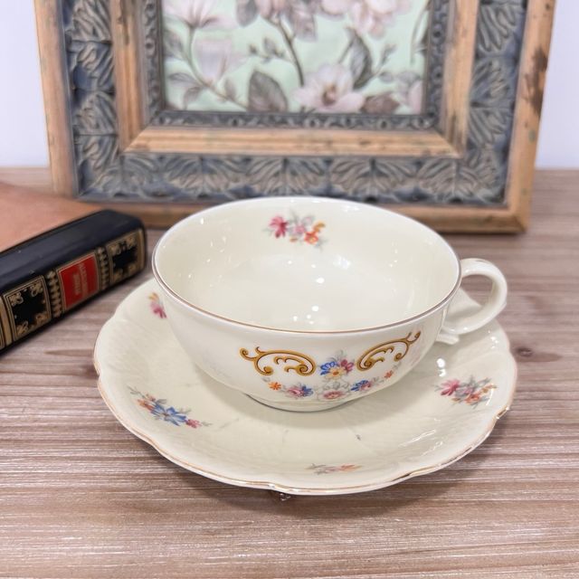 Taza y platillo Arzberg Bavaria porcelana.