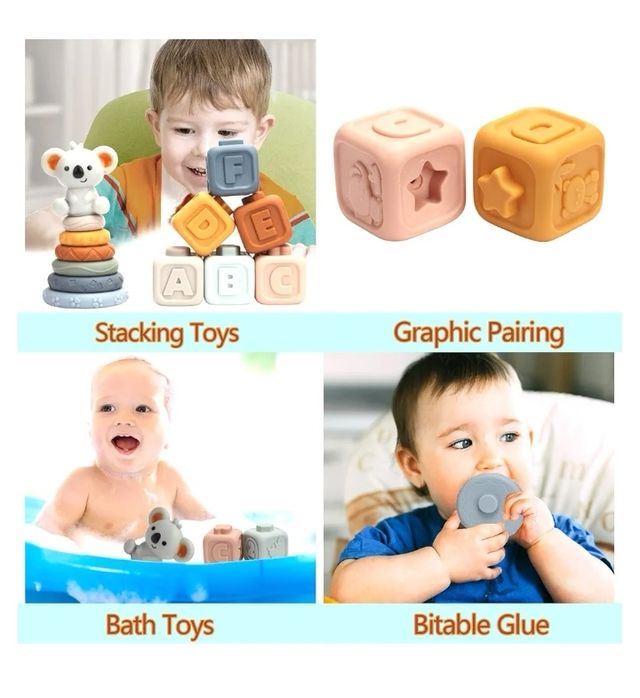 Juego Montessori Bebé Cubos y Torre Colores