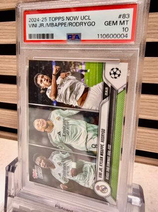 Cromo de Vini Jr + Mbappe + Rodrygo en PSA 10
