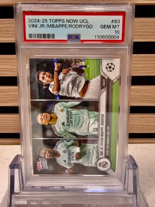 Cromo de Vini Jr + Mbappe + Rodrygo en PSA 10
