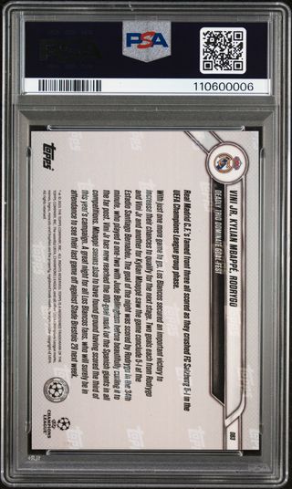 Cromo de Vini Jr + Mbappe + Rodrygo en PSA 10