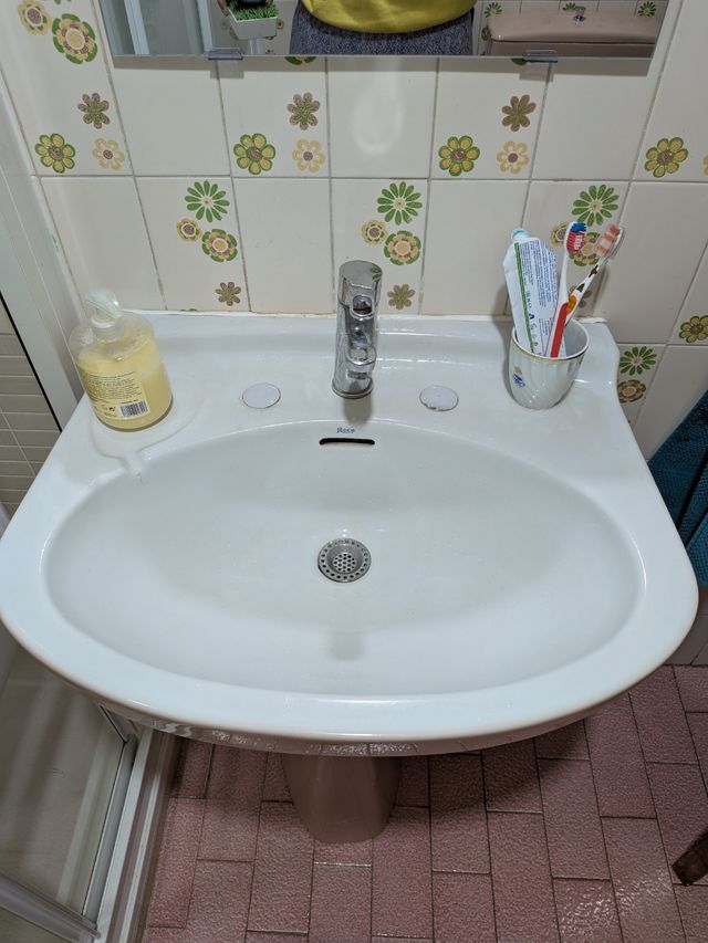 Lavabo y bidé rosa vintage