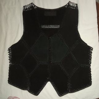 Chaleco de cuero vintage negro