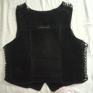 Chaleco de cuero vintage negro