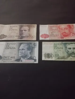 Billetes españoles antiguos 1000, 2000, 5000, 1000