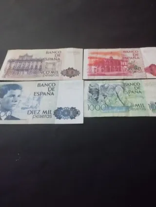 Billetes españoles antiguos 1000, 2000, 5000, 1000