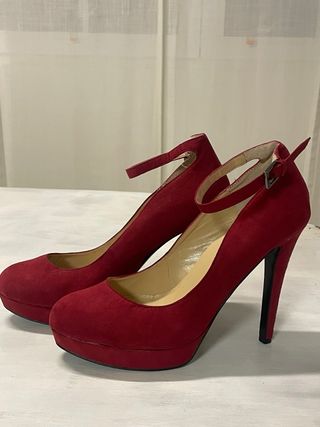 Zapatos Guess Peep Toe Rojos Tacón