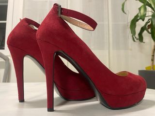 Zapatos Guess Peep Toe Rojos Tacón