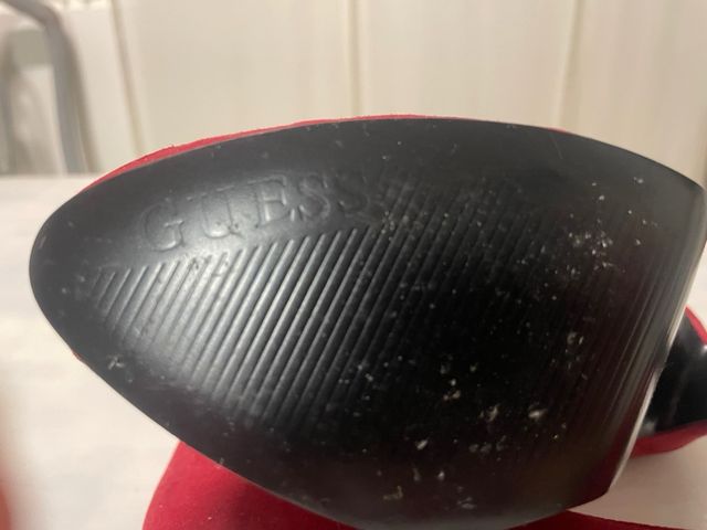 Zapatos Guess Peep Toe Rojos Tacón