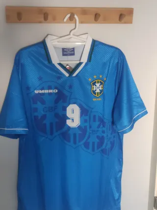 Camiseta Fútbol Brasil retro. Ronaldo 9. Talla XL
