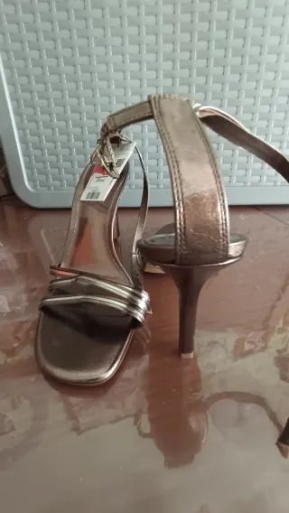 Sandalias mango Mujer Tacon Dorado/Plateado