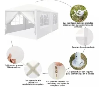 Carpa 6x3 + Carpa 3x3 Blanca, 5 paredes