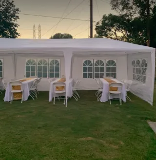 Carpa 6x3 + Carpa 3x3 Blanca, 5 paredes