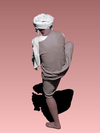 Pastor limpiándose el pie para Belén en 3D