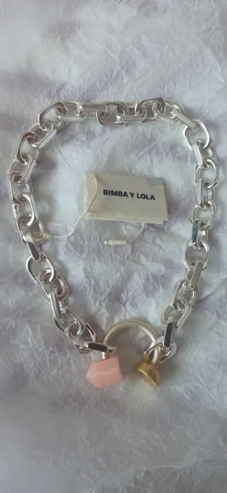 Collar Bimba y Lola Cadena Rosa y Plateado