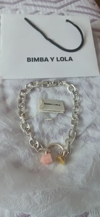 Collar Bimba y Lola Cadena Rosa y Plateado
