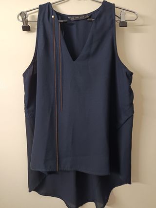 Blusa sin mangas azul mujer