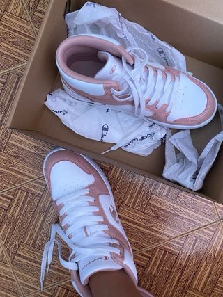 Scarpe alte Champion bianche e rosa