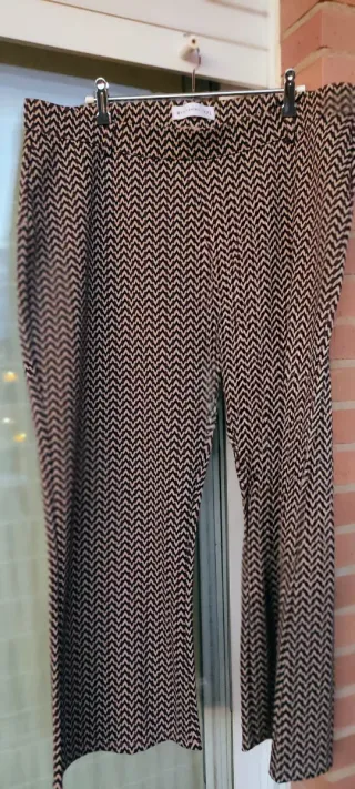 Pantalones estampados mujer beige /negro