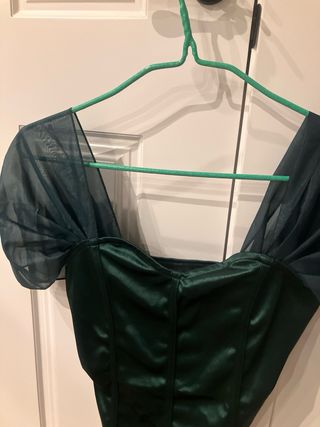 Body corpiño mangas tul verde oscuro T M