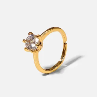 Anillo Dorado con Circonita Ajustable