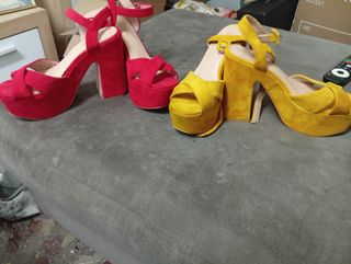 Sandalias Plataforma Rianda Talla 37 Rojas y Amari