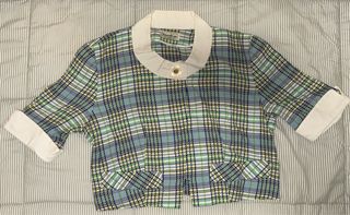 Blusa vintage cuadros azul y verde