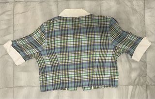 Blusa vintage cuadros azul y verde